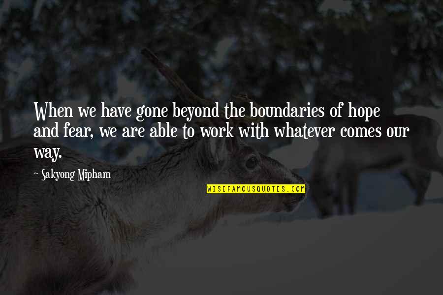 All Hope Gone Quotes By Sakyong Mipham: When we have gone beyond the boundaries of