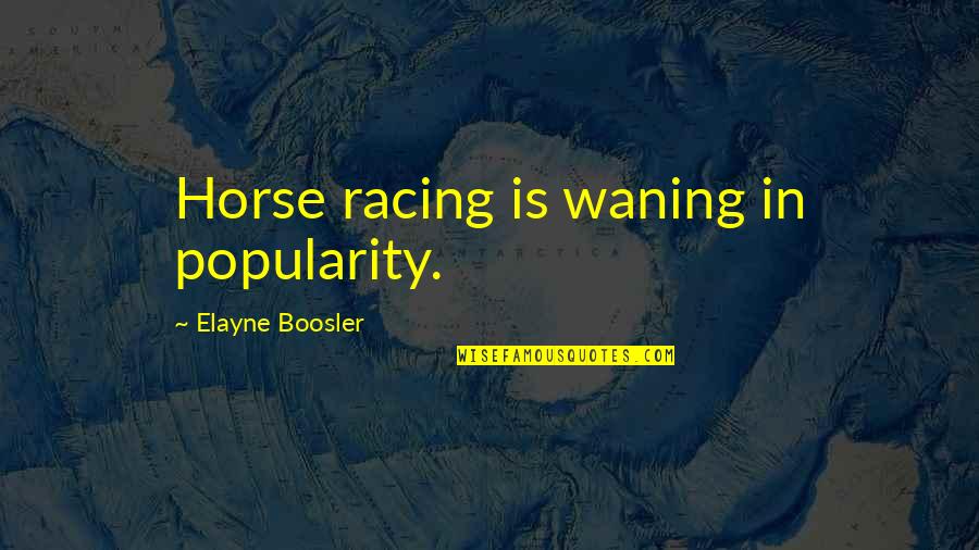 All Horse Racing Quotes By Elayne Boosler: Horse racing is waning in popularity.