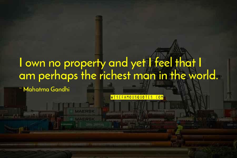 All Humans Being Equal Quotes By Mahatma Gandhi: I own no property and yet I feel