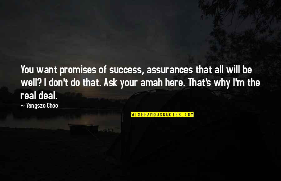 All I Ask Of You Quotes By Yangsze Choo: You want promises of success, assurances that all