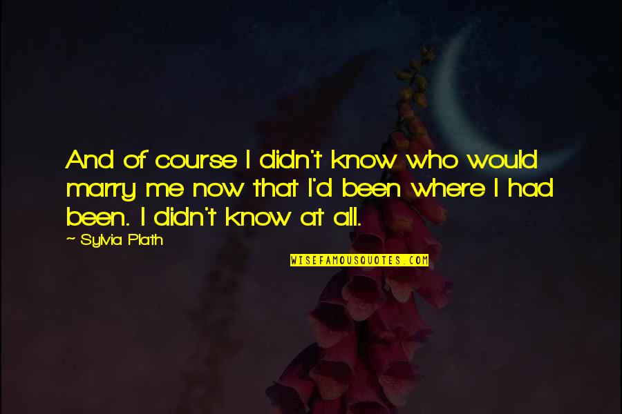 All I Know Now Quotes By Sylvia Plath: And of course I didn't know who would