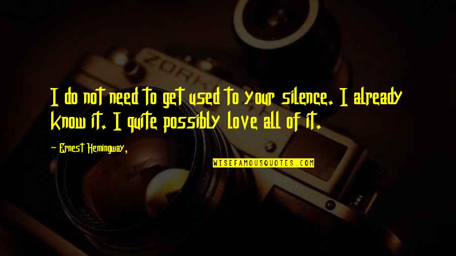 All I Need To Know Quotes By Ernest Hemingway,: I do not need to get used to