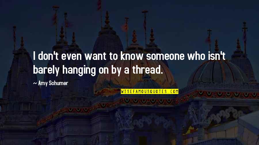 All I Want Is To Be With You Quotes By Amy Schumer: I don't even want to know someone who