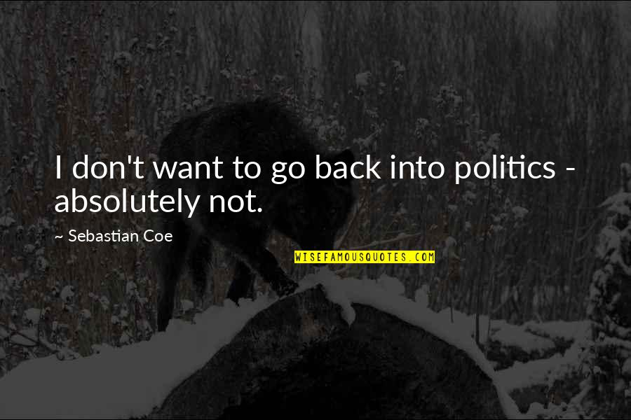 All I Want Is You Back Quotes By Sebastian Coe: I don't want to go back into politics
