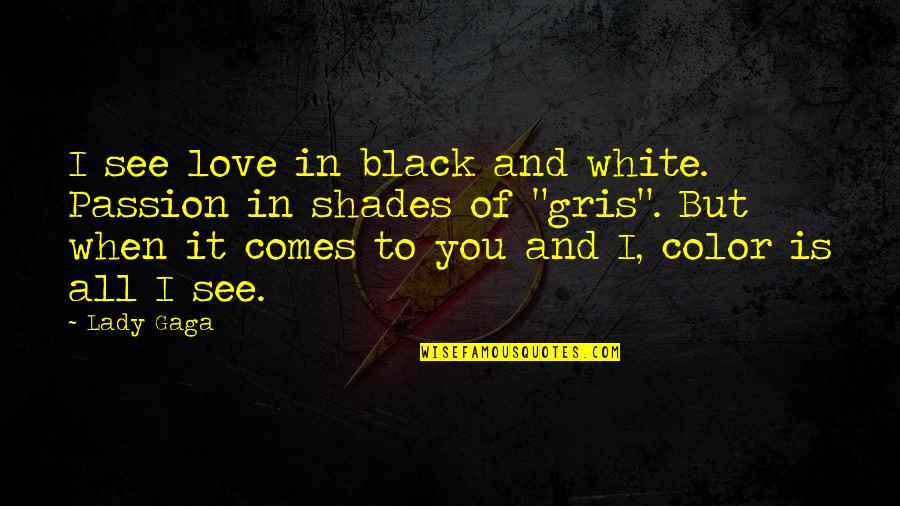 All In Black Quotes By Lady Gaga: I see love in black and white. Passion
