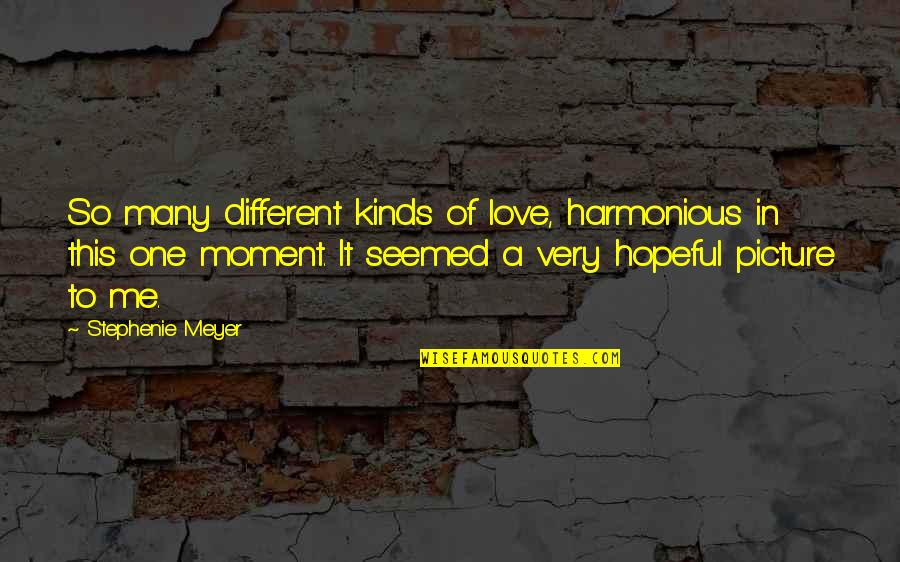 All Kinds Of Picture Quotes By Stephenie Meyer: So many different kinds of love, harmonious in