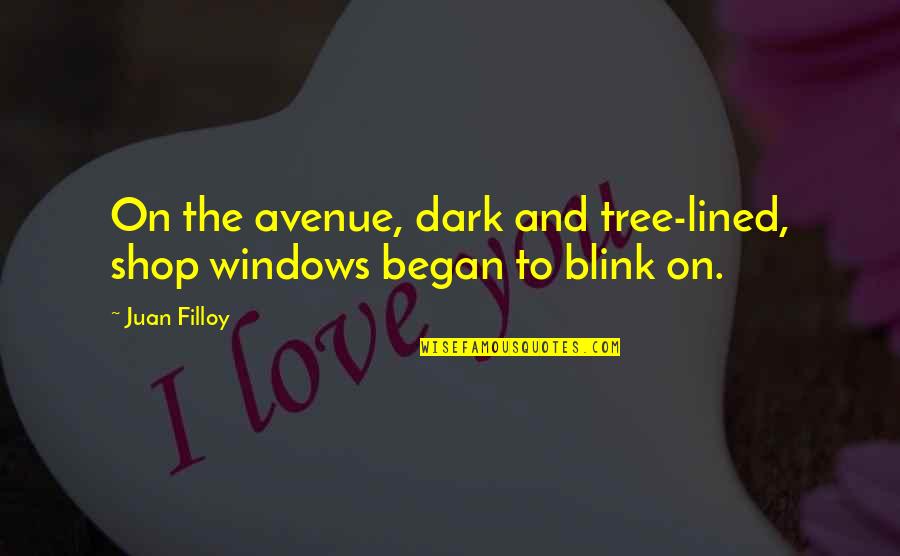 All Lined Up Quotes By Juan Filloy: On the avenue, dark and tree-lined, shop windows