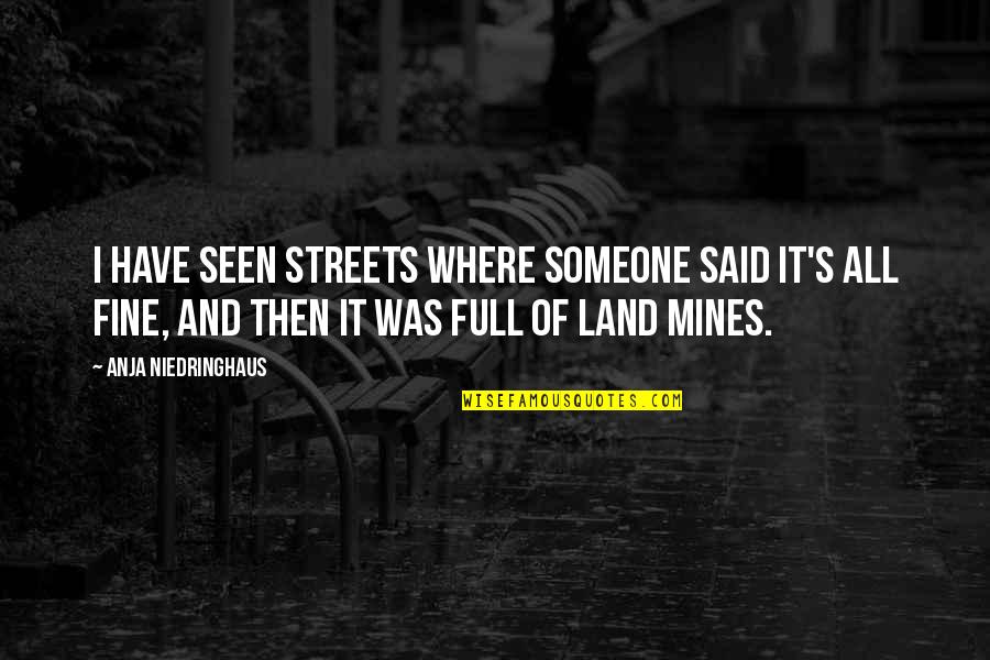 All Mines Quotes By Anja Niedringhaus: I have seen streets where someone said it's