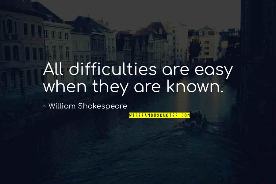 All Shakespeare Quotes By William Shakespeare: All difficulties are easy when they are known. All Shakespeare Quotes By William Shakespeare: All difficulties are easy when they are known.