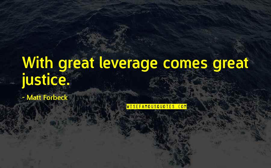 All Spider Man Quotes By Matt Forbeck: With great leverage comes great justice. All Spider Man Quotes By Matt Forbeck: With great leverage comes great justice.