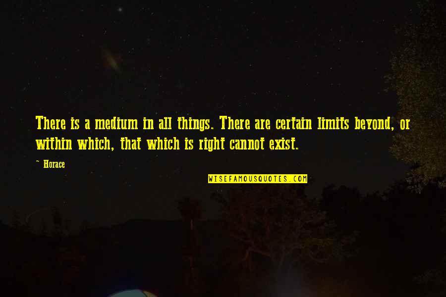 All That Is Quotes By Horace: There is a medium in all things. There