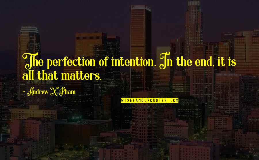 All That Matters In The End Quotes By Andrew X. Pham: The perfection of intention. In the end, it