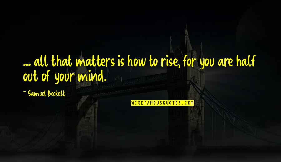 All That Matters Quotes By Samuel Beckett: ... all that matters is how to rise,