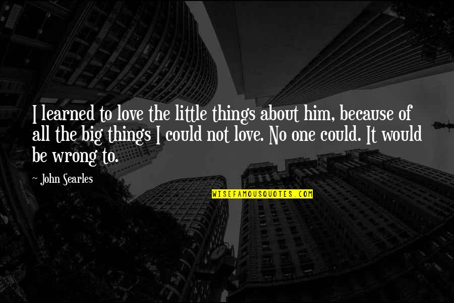 All The Little Things Quotes By John Searles: I learned to love the little things about
