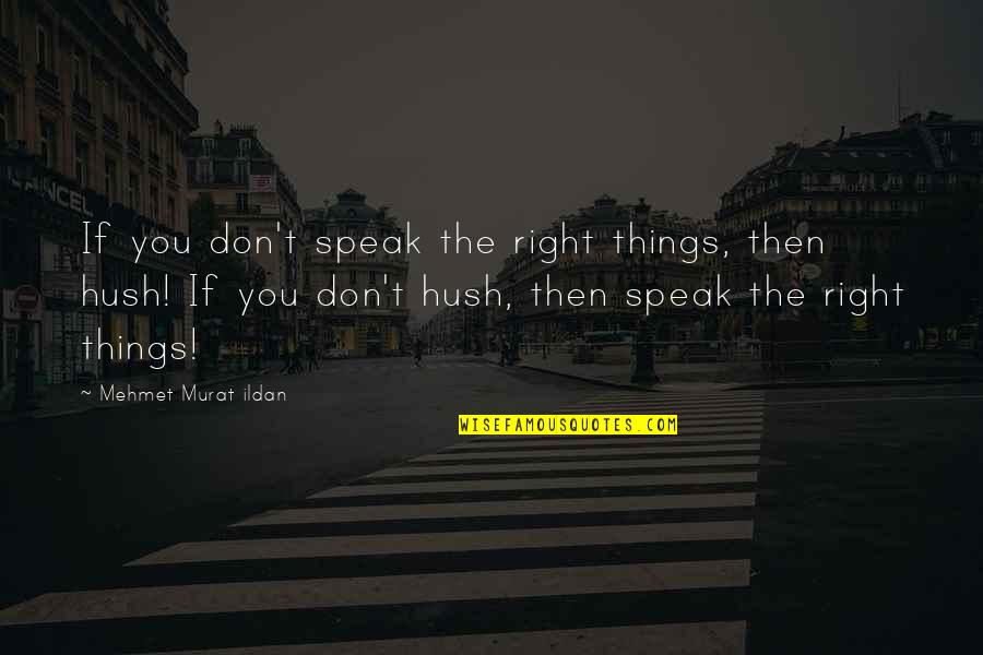 All The Right Words Quotes By Mehmet Murat Ildan: If you don't speak the right things, then