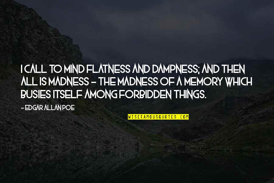All The Things Quotes By Edgar Allan Poe: I call to mind flatness and dampness; and