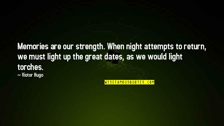 All These Memories Quotes By Victor Hugo: Memories are our strength. When night attempts to