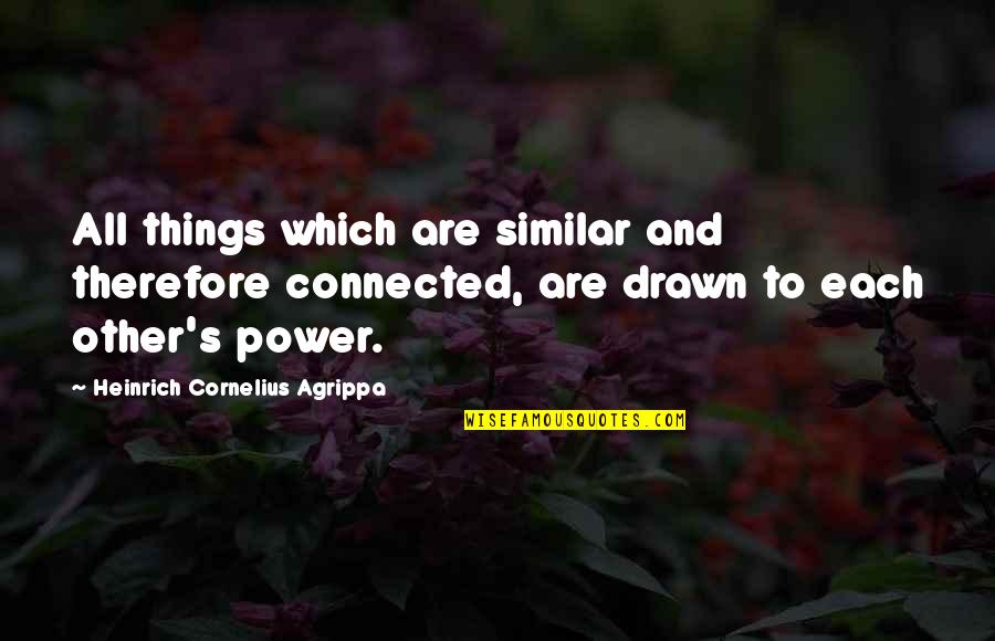 All Things Connected Quotes By Heinrich Cornelius Agrippa: All things which are similar and therefore connected,