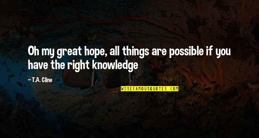 All Things Possible Quotes By T.A. Cline: Oh my great hope, all things are possible