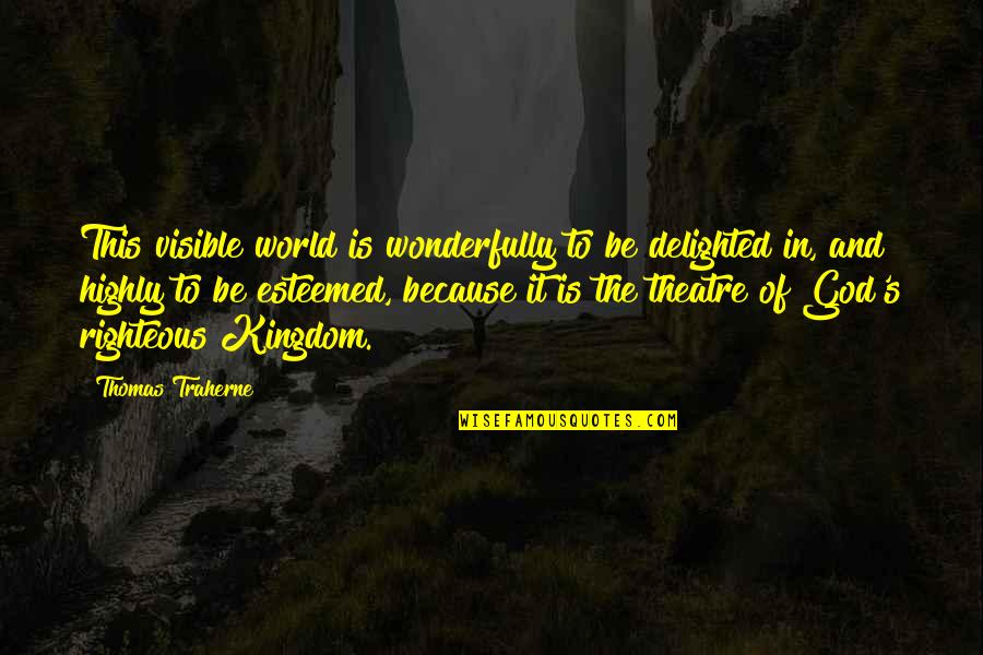 All Thomas Traherne Quotes By Thomas Traherne: This visible world is wonderfully to be delighted