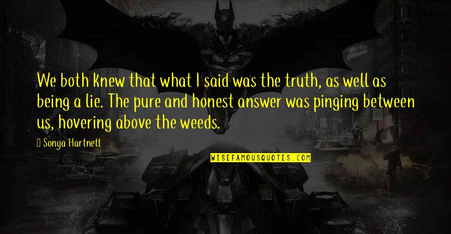 All Time Great Inspirational Quotes By Sonya Hartnett: We both knew that what I said was