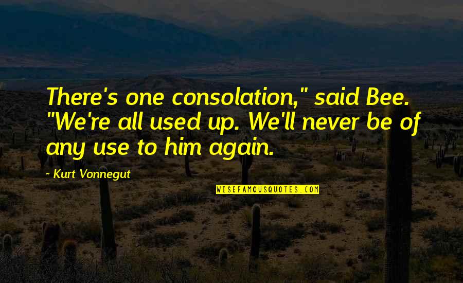 All Used Up Quotes By Kurt Vonnegut: There's one consolation," said Bee. "We're all used
