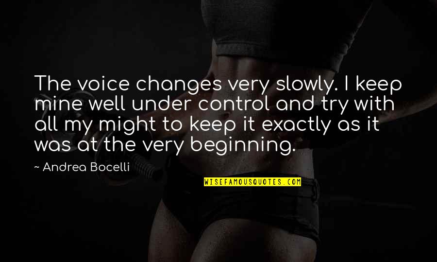 All Was Well Quotes By Andrea Bocelli: The voice changes very slowly. I keep mine All Was Well Quotes By Andrea Bocelli: The voice changes very slowly. I keep mine