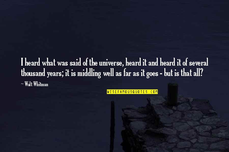 All Was Well Quotes By Walt Whitman: I heard what was said of the universe, All Was Well Quotes By Walt Whitman: I heard what was said of the universe,