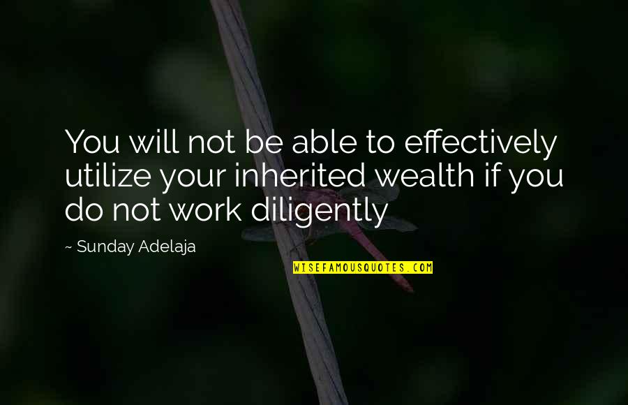 All Will Work Out Quotes By Sunday Adelaja: You will not be able to effectively utilize