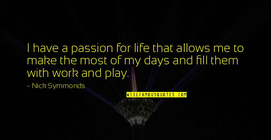 All Work No Play Quotes By Nick Symmonds: I have a passion for life that allows