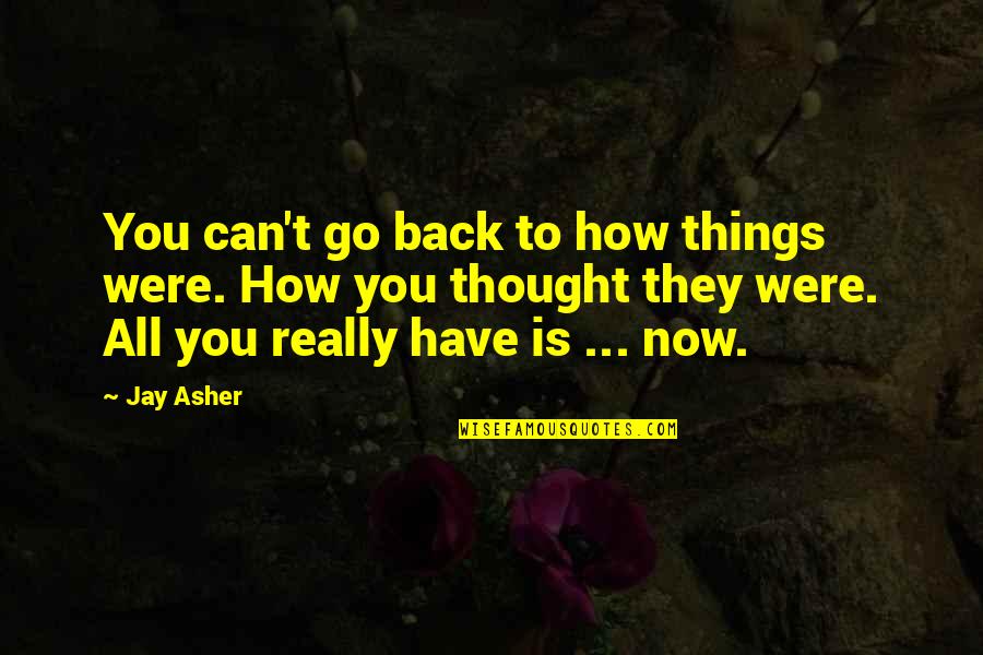 All You Have Quotes By Jay Asher: You can't go back to how things were.