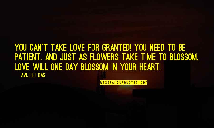 All You Need Is Time Quotes By Avijeet Das: You can't take love for granted! You need