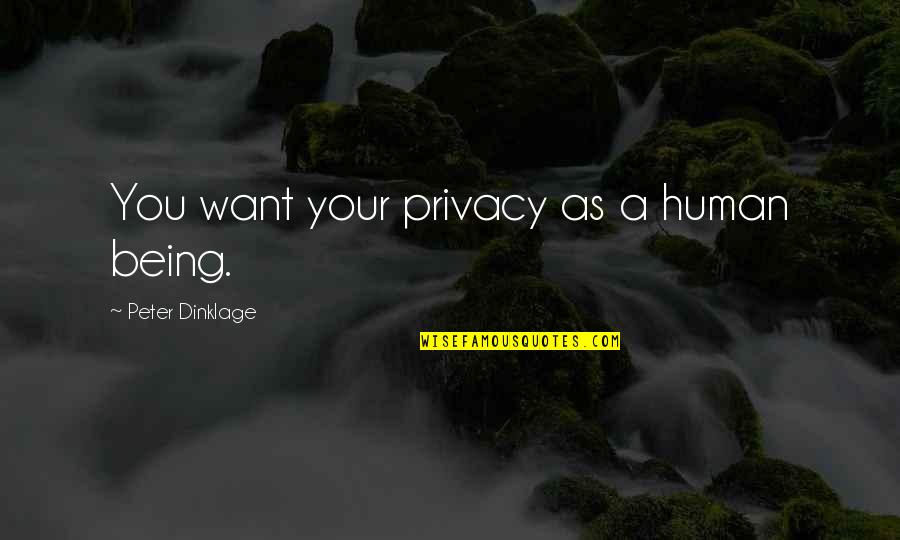 Allada Kingdom Quotes By Peter Dinklage: You want your privacy as a human being. Allada Kingdom Quotes By Peter Dinklage: You want your privacy as a human being.