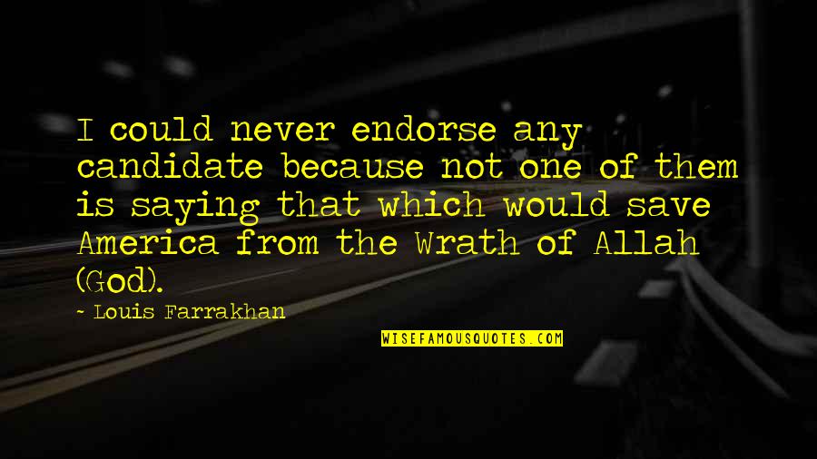 Allah Save Us Quotes By Louis Farrakhan: I could never endorse any candidate because not
