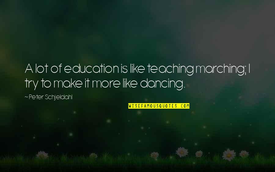 Allah Se Mohabbat Quotes By Peter Schjeldahl: A lot of education is like teaching marching;