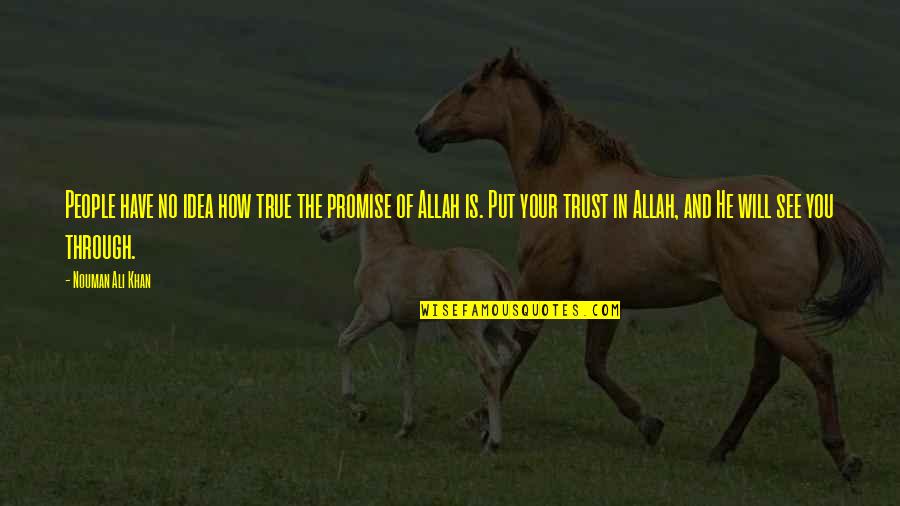 Allah Trust Quotes By Nouman Ali Khan: People have no idea how true the promise