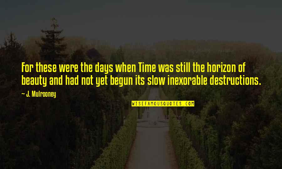 Allamoore Isd Quotes By J. Mulrooney: For these were the days when Time was