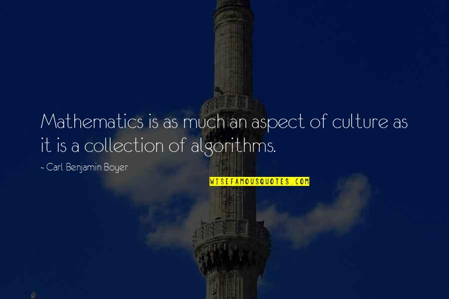 Allderdice Address Quotes By Carl Benjamin Boyer: Mathematics is as much an aspect of culture