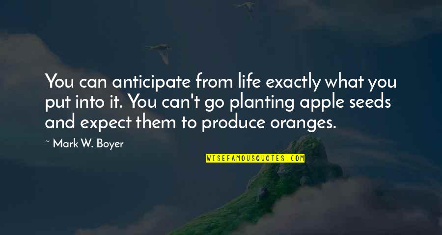 Allegorised Quotes By Mark W. Boyer: You can anticipate from life exactly what you