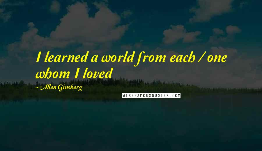 Allen Ginsberg quotes: I learned a world from each / one whom I loved