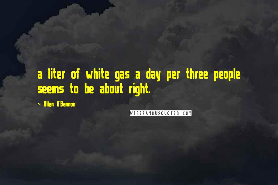 Allen O'Bannon quotes: a liter of white gas a day per three people seems to be about right.