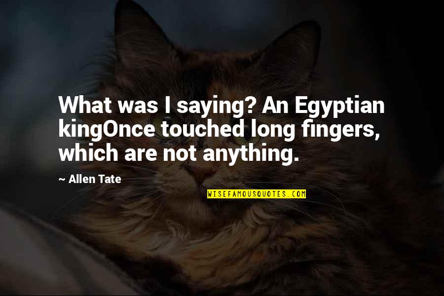 Allen Tate Quotes By Allen Tate: What was I saying? An Egyptian kingOnce touched