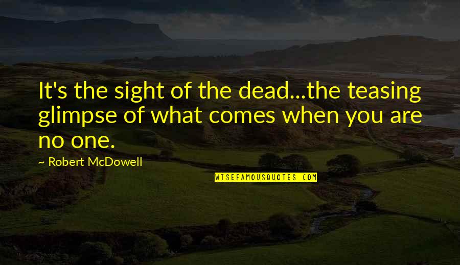 Alleppey Diocese Quotes By Robert McDowell: It's the sight of the dead...the teasing glimpse Alleppey Diocese Quotes By Robert McDowell: It's the sight of the dead...the teasing glimpse