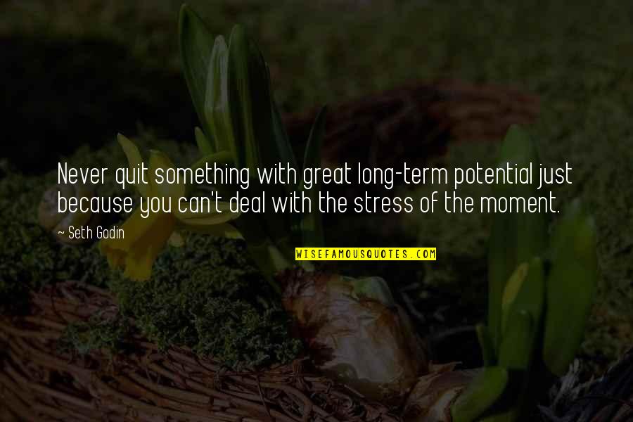 Alleviating Quotes By Seth Godin: Never quit something with great long-term potential just Alleviating Quotes By Seth Godin: Never quit something with great long-term potential just