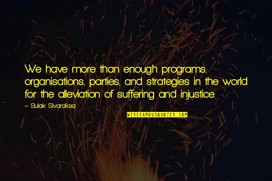 Alleviation Quotes By Sulak Sivaraksa: We have more than enough programs, organisations, parties,