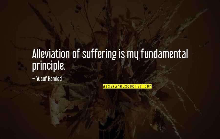 Alleviation Quotes By Yusuf Hamied: Alleviation of suffering is my fundamental principle.