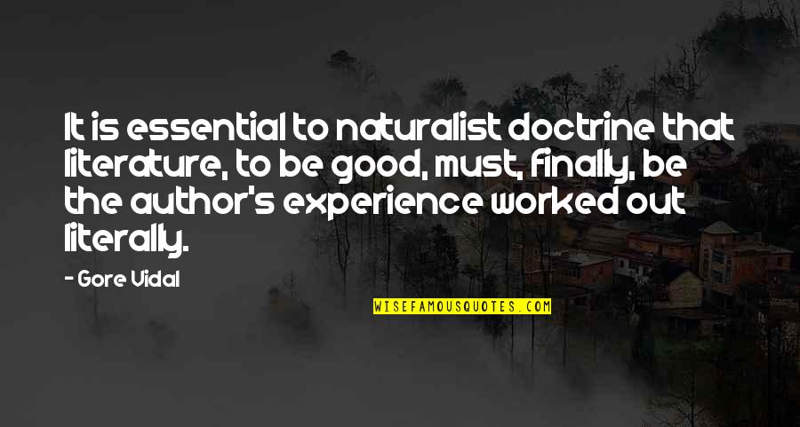 Allie Keys Quotes By Gore Vidal: It is essential to naturalist doctrine that literature,