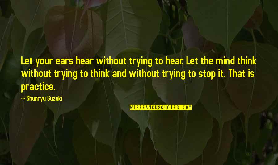 Allika Quotes By Shunryu Suzuki: Let your ears hear without trying to hear.