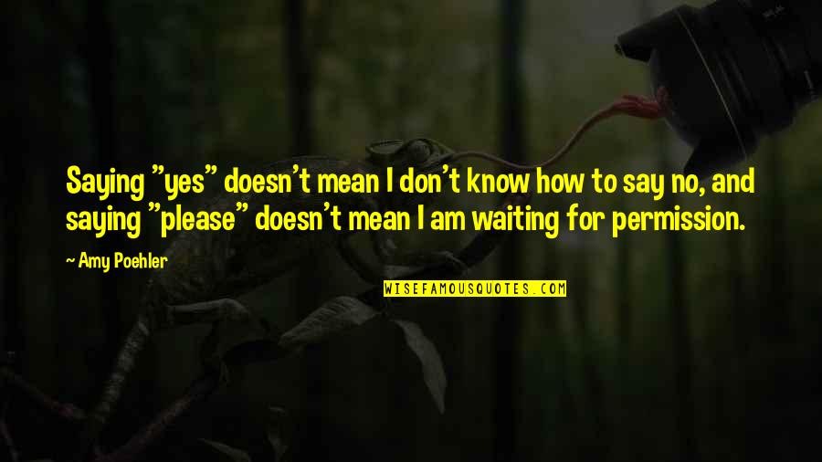 Allison Intervention Quotes By Amy Poehler: Saying "yes" doesn't mean I don't know how