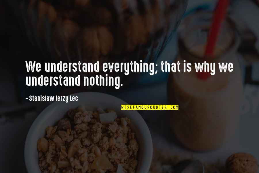 Allison Ryder Quotes By Stanislaw Jerzy Lec: We understand everything; that is why we understand